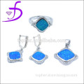 Factory direct sale 925 silver blue opal jewelry set